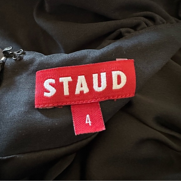 STAUD Alix Puff Sleeve Backless Dress Black Puff Sleeve Mini Sundress Size 4 - Picture 12 of 15